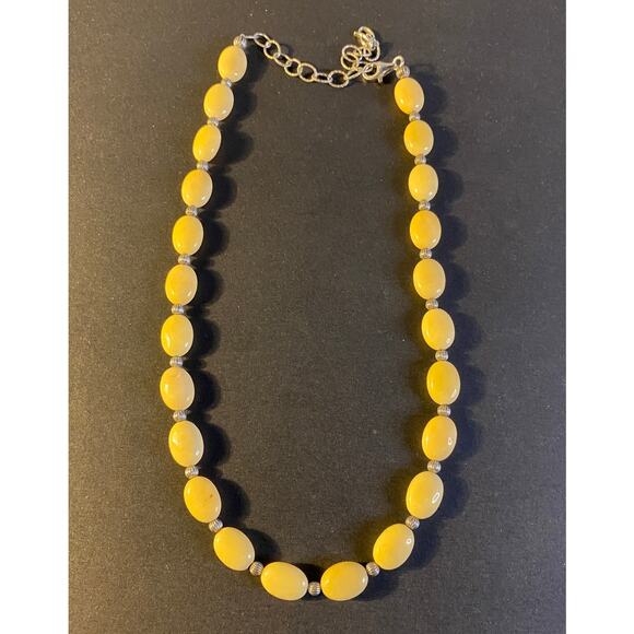 Sterling Silver Carolyn Pollack Yellow Jasper Beaded Necklace 18” - Picture 2 of 2